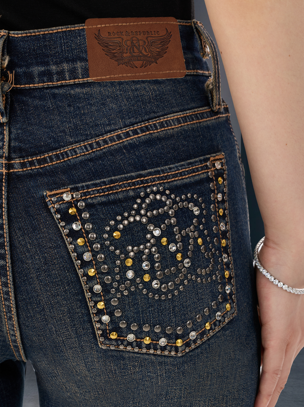 Kaia Gold Scroll Straight Jean