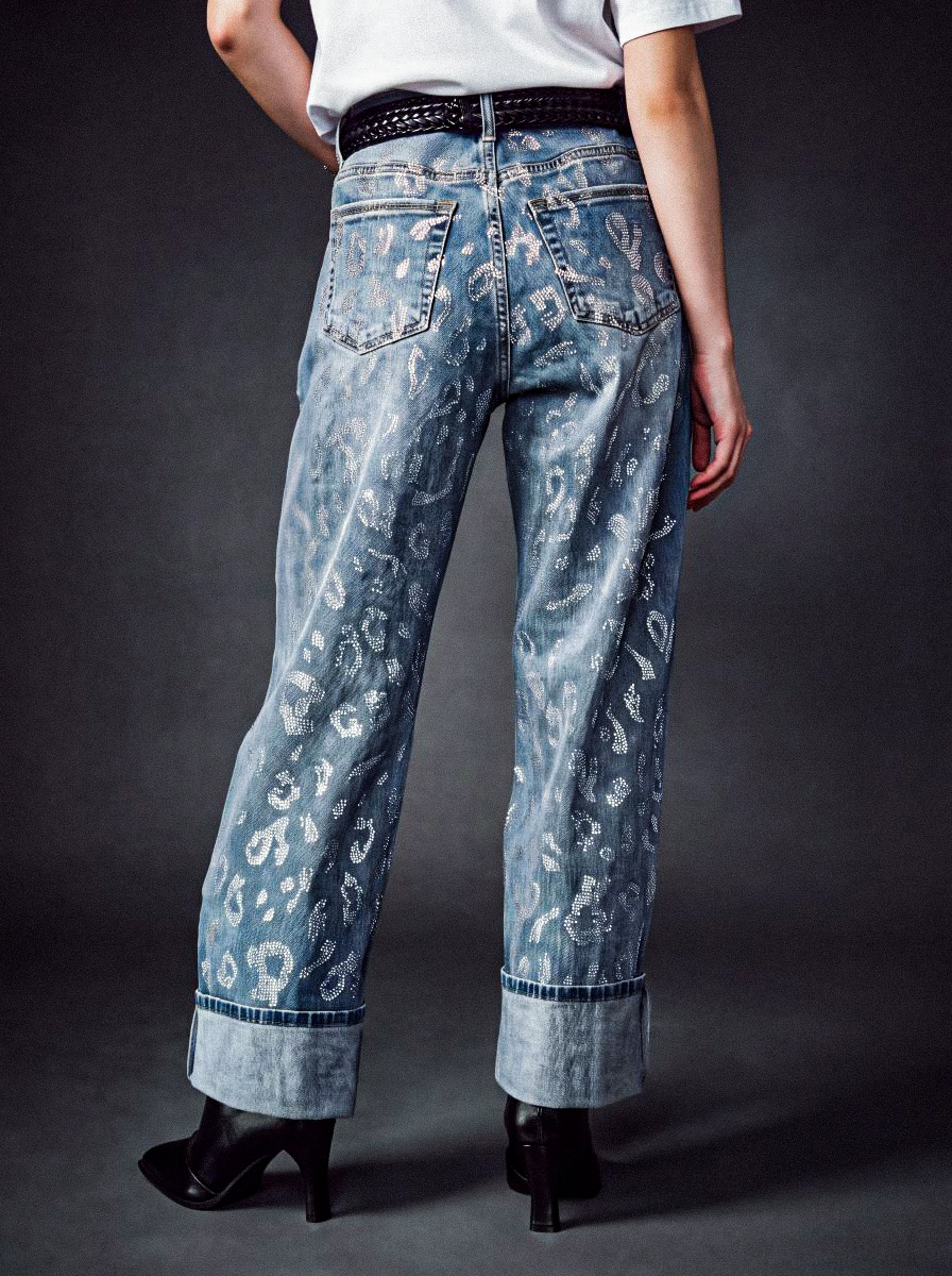 Kaia Grey Leopard Straight Jean