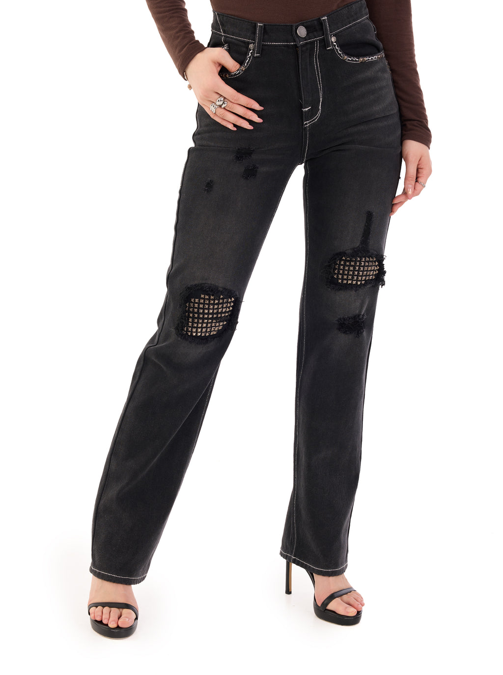 Kaia Knee Cutout Straight Jean