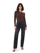 Kaia Knee Cutout Straight Jean