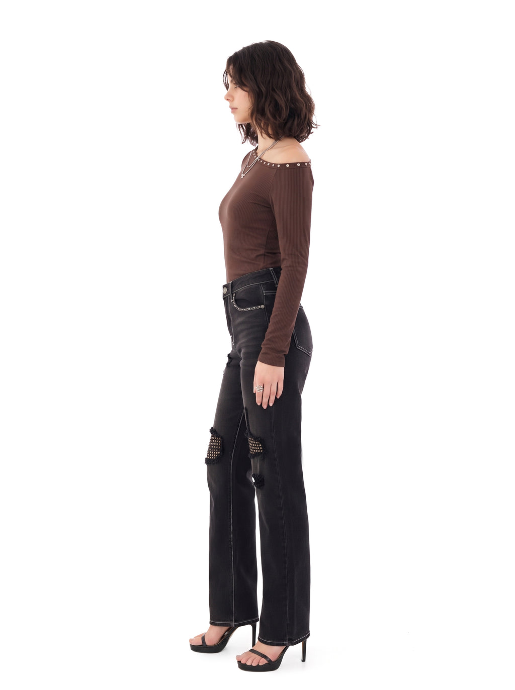 Kaia Knee Cutout Straight Jean