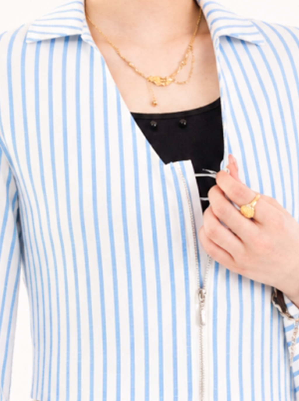 Riley Blue Stripe Cropped Shirt