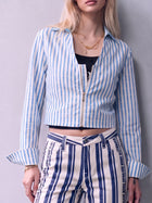 Riley Blue Stripe Cropped Shirt