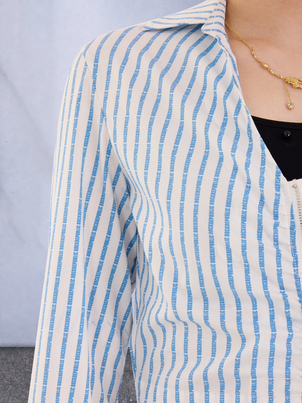 Riley Blue Stripe Cropped Shirt