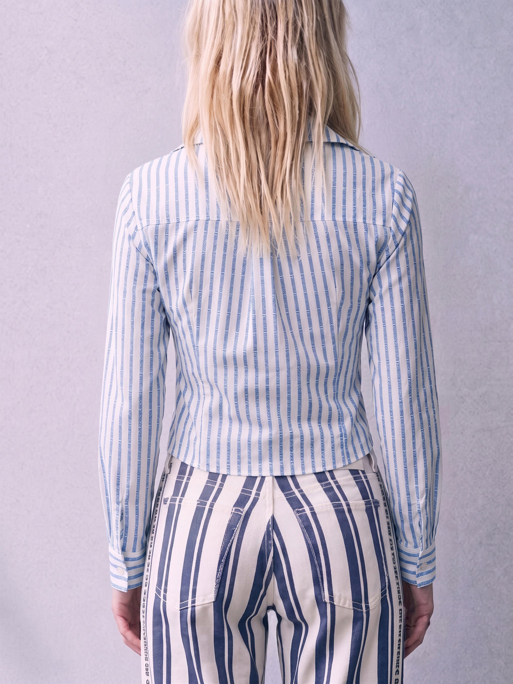 Riley Blue Stripe Cropped Shirt