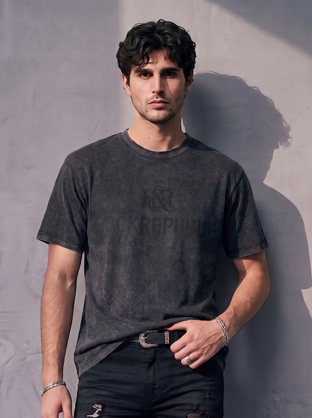 Tonal Rhinestone Logo Relaxed T-Shirt