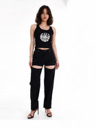 Kaia Thigh Cutout Straight Jean