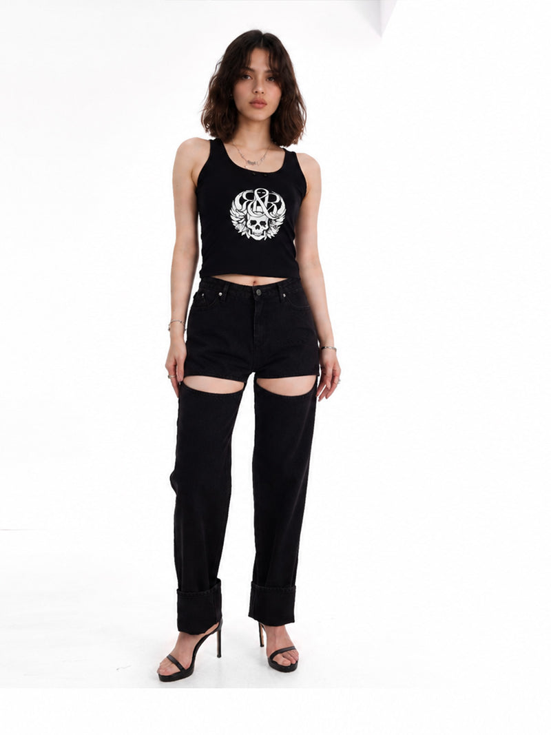 Kaia Thigh Cutout Straight Jean