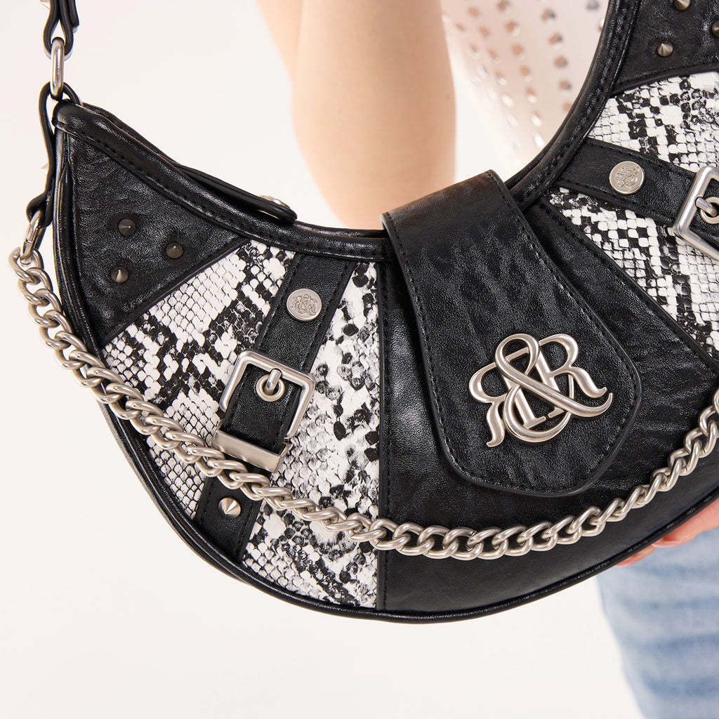 Vesper Snake-Print Chain Shoulder Bag