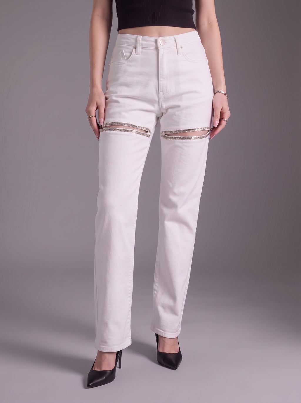 Kaia Double Stripe Straight Jean