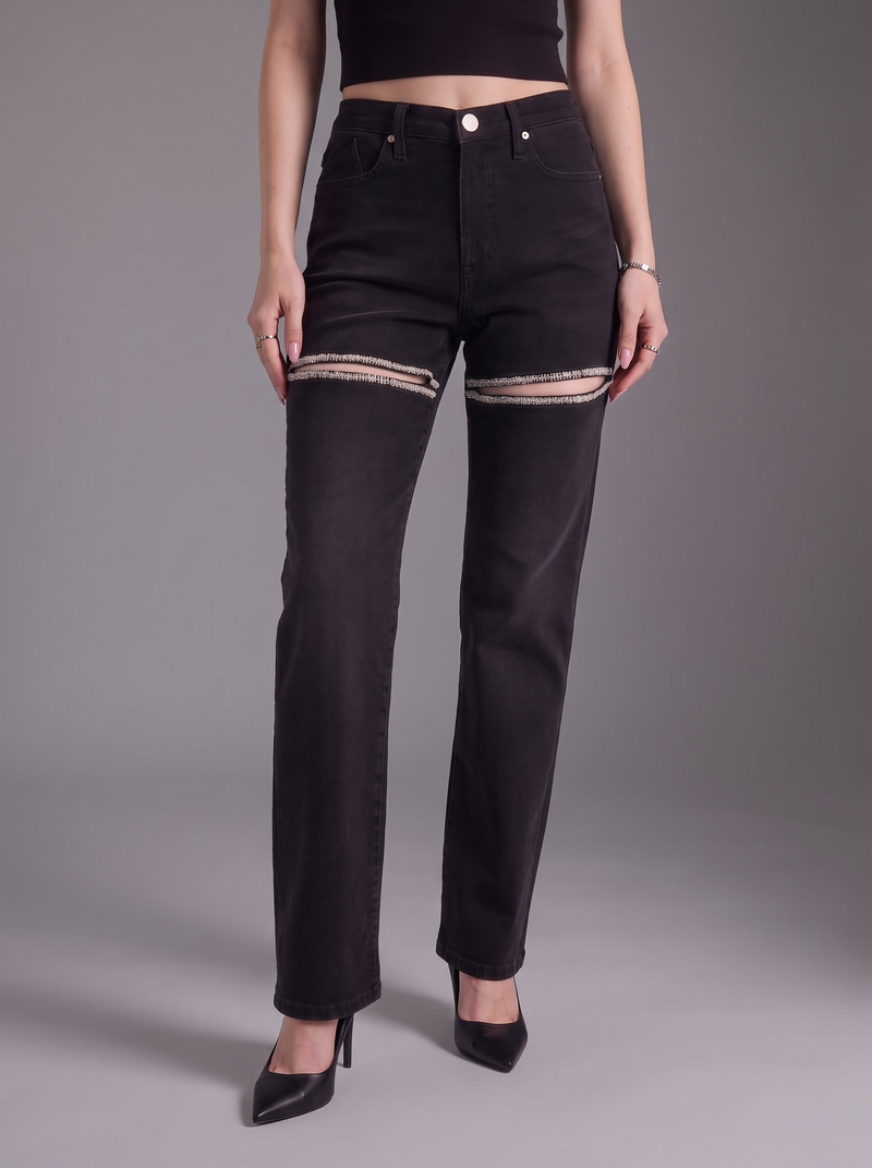 Kaia Double Stripe Straight Jean