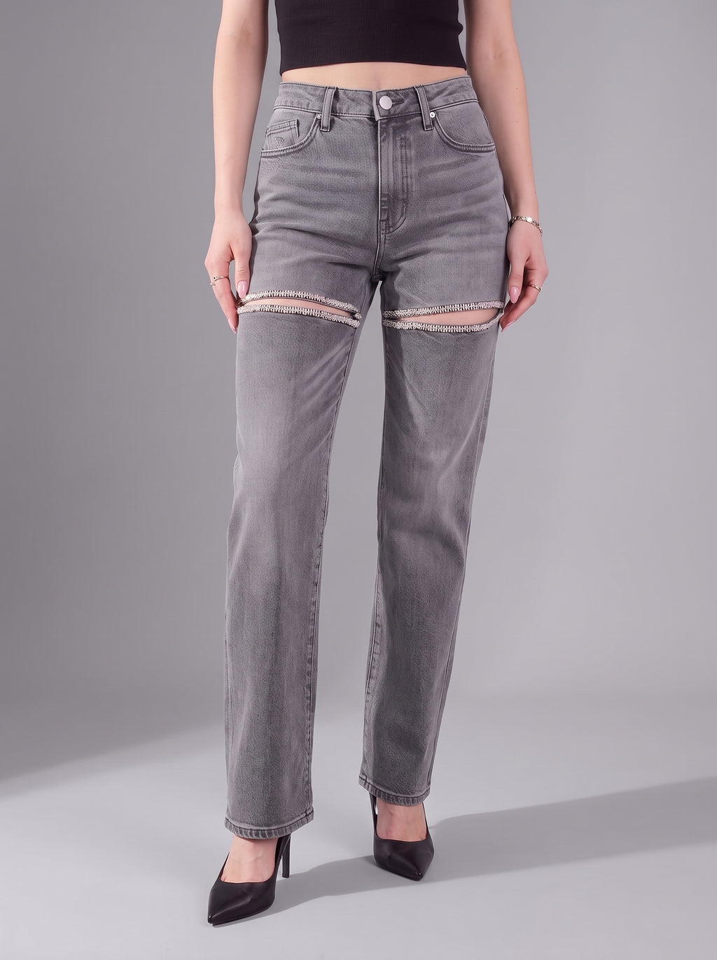 Kaia Double Stripe Straight Jean