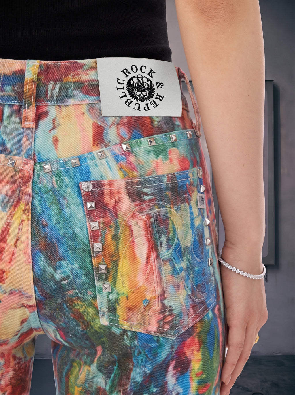 Kaia Abstract Paint Straight Jean
