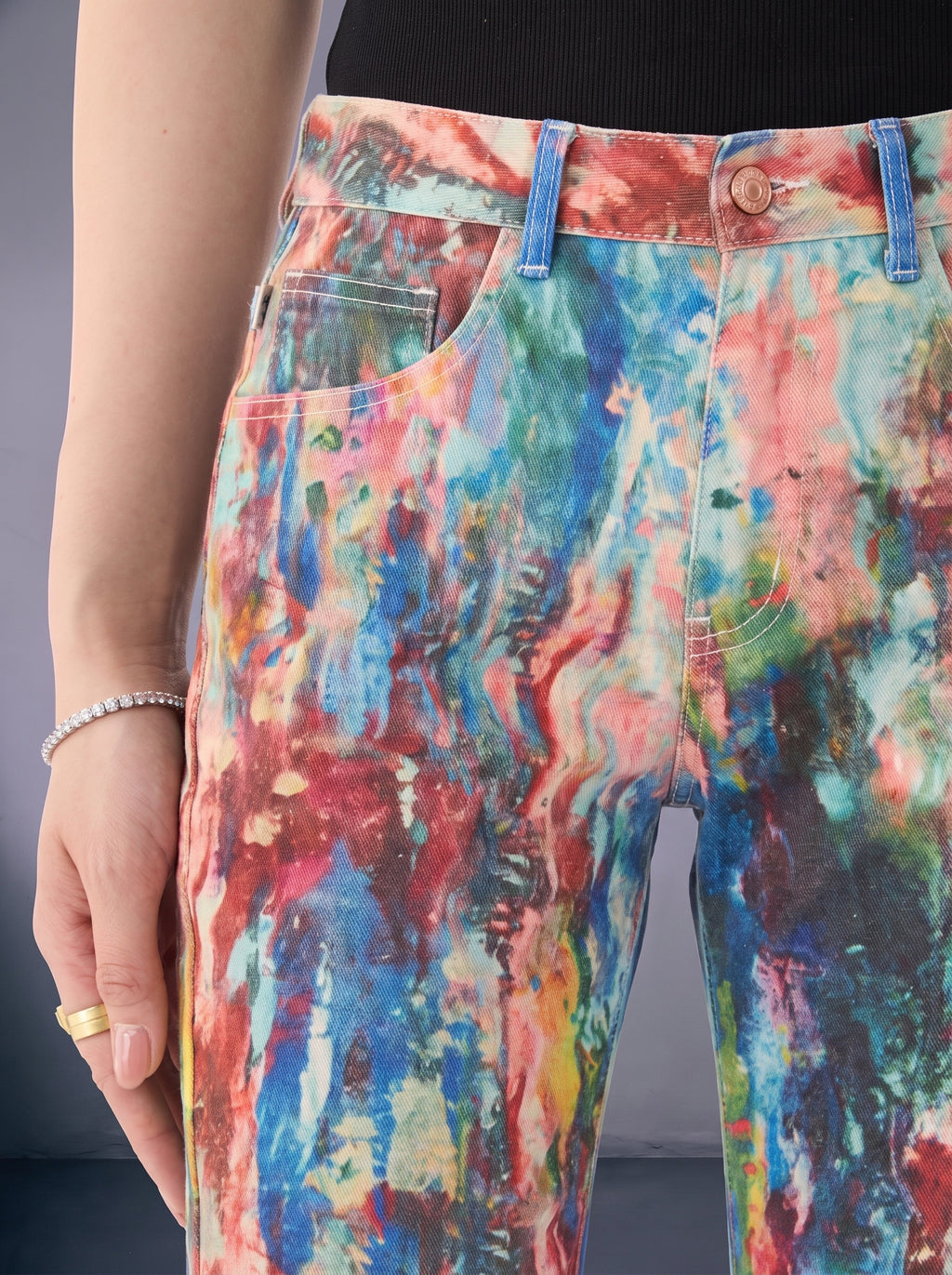 Kaia Abstract Paint Straight Jean