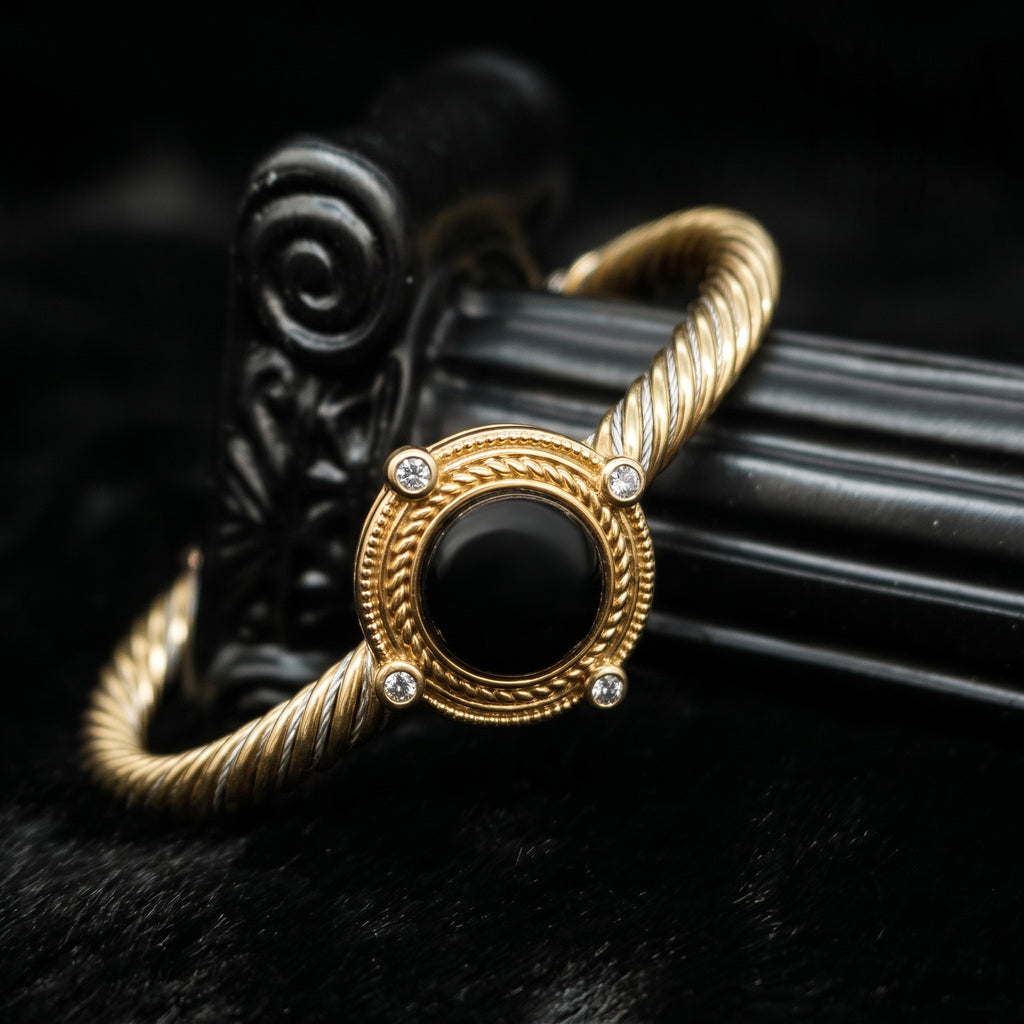 Obsidian Twist Cuff Bangle