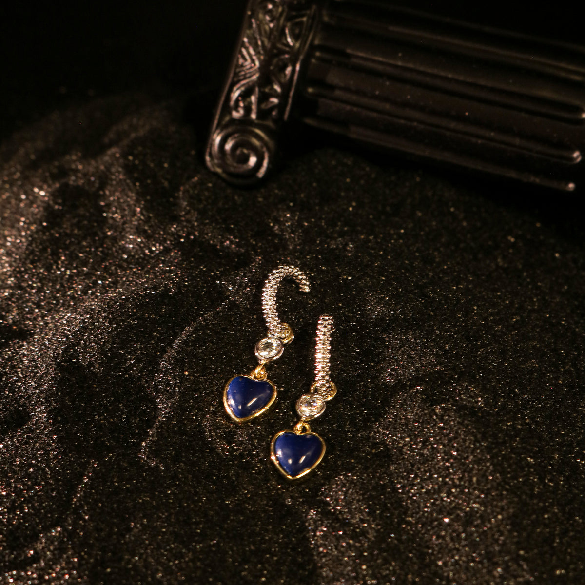 Black Heart Cubic Zirconia Drop Earrings