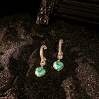 Rock & Republic Heart Charm Drop Earrings in Gold-tone and Turquoise with heart drop and zircon accent.