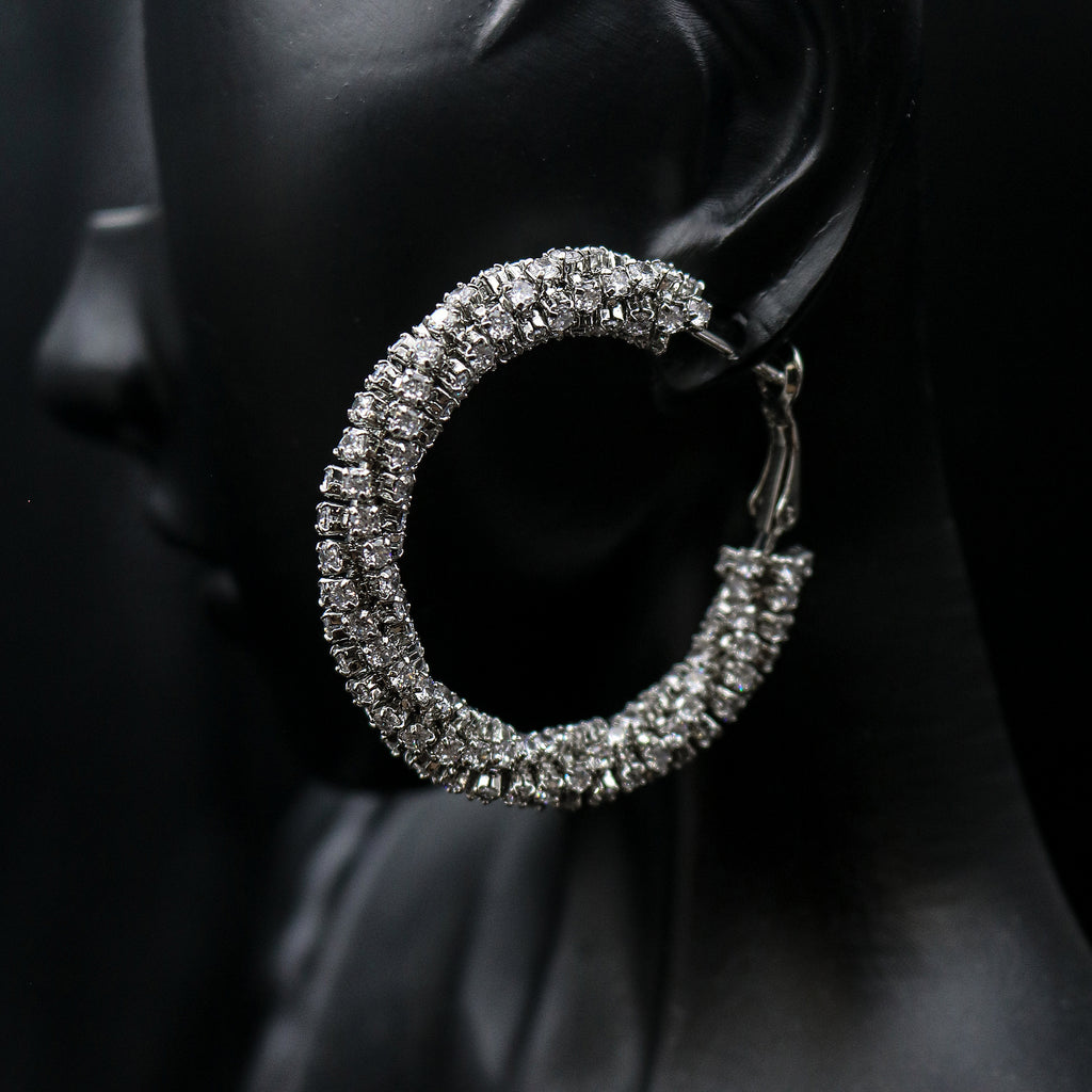 Cubic Zirconia Pavé Hoop Earrings