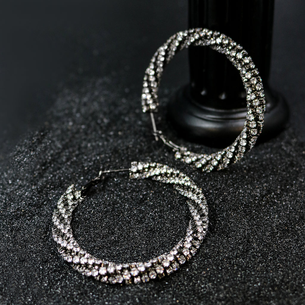 Cubic Zirconia Pavé Hoop Earrings