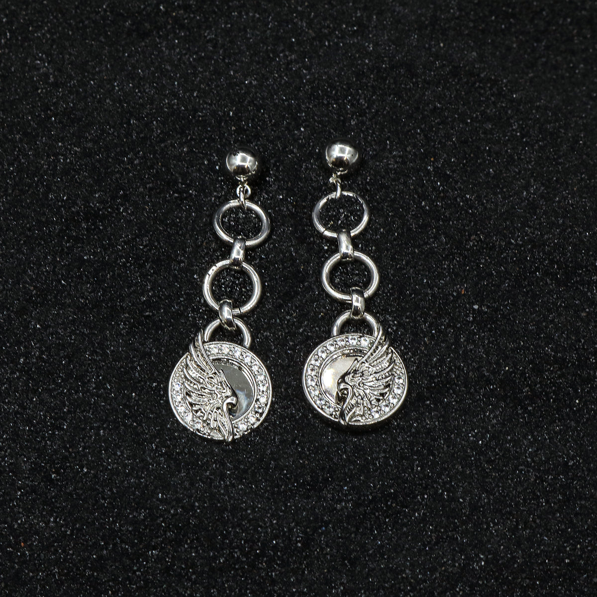 Zircon-Embellished Wing Drop Earrings