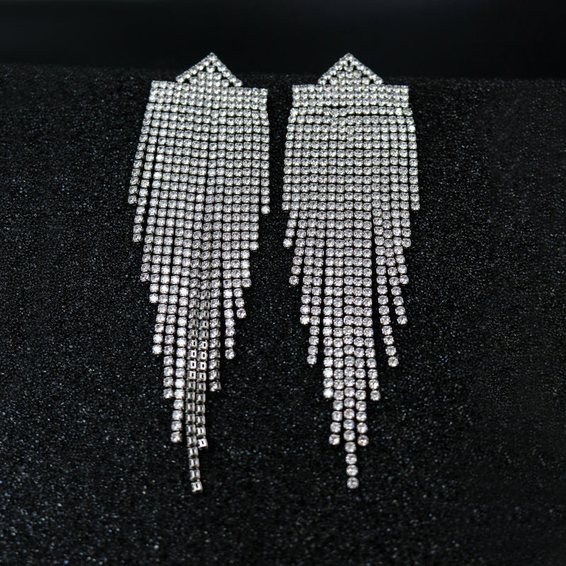 Cubic Zirconia Cascade Shield Earrings