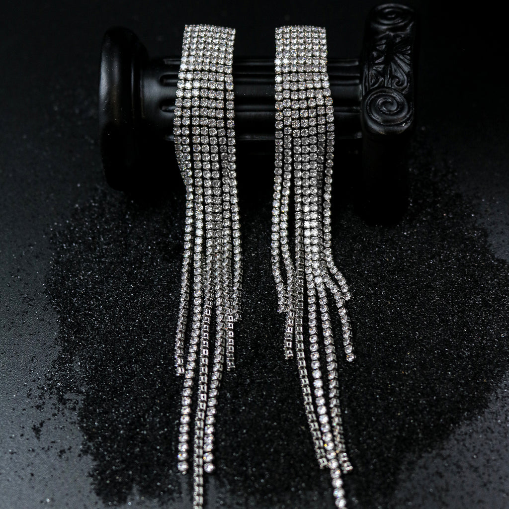 Cubic Zirconia Waterfall Tassel Earrings