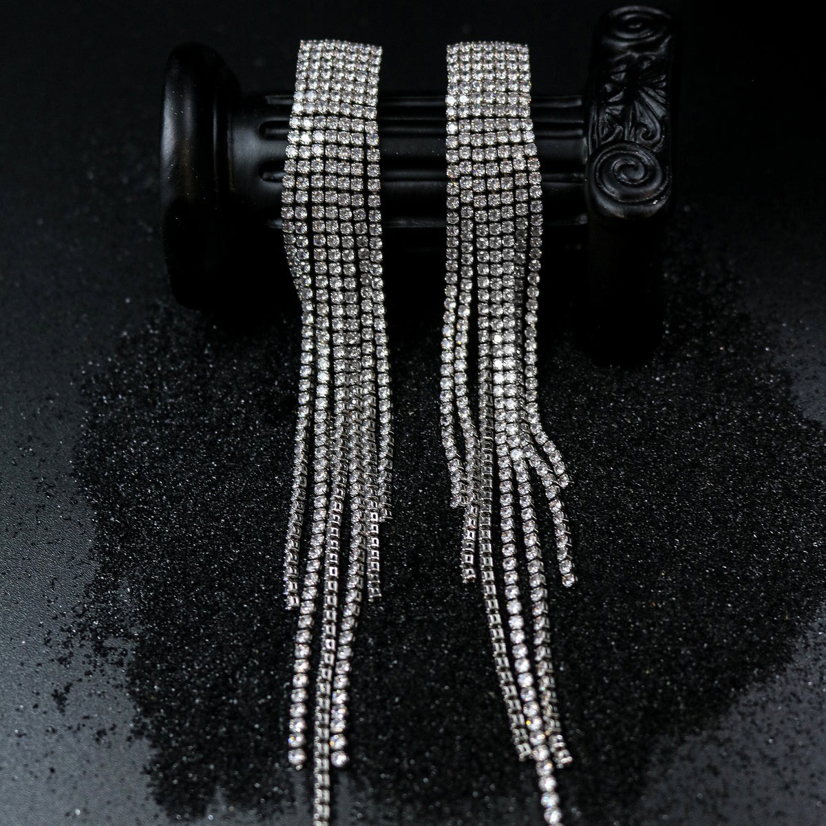 Cubic Zirconia Waterfall Tassel Earrings