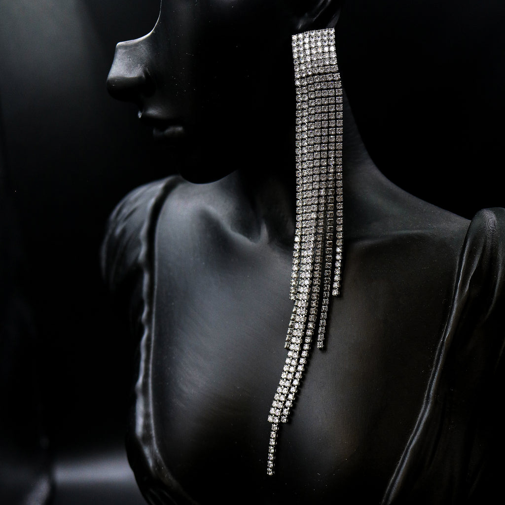 Cubic Zirconia Waterfall Tassel Earrings