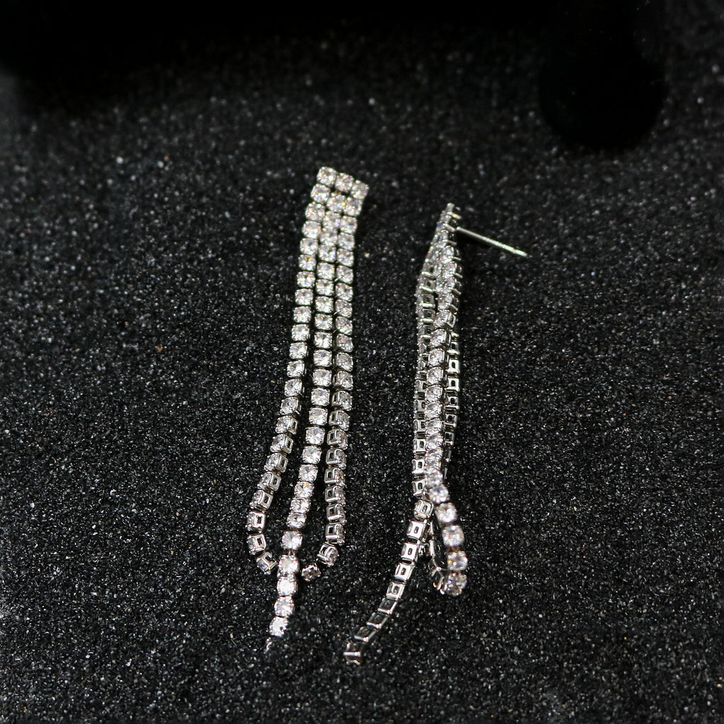 Cubic Zirconia Fringe Drop Earrings