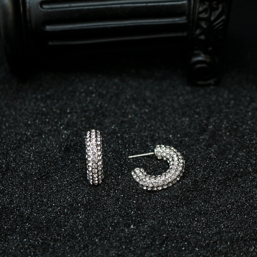 Zircon-Embellished Huggie Hoop Earrings