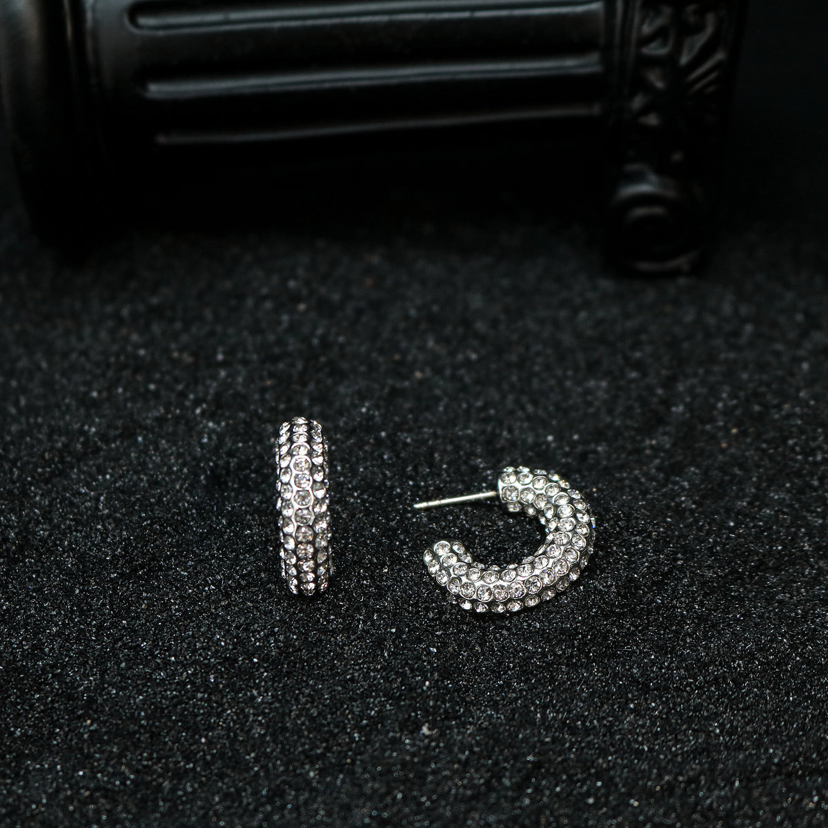 Zircon-Embellished Huggie Hoop Earrings