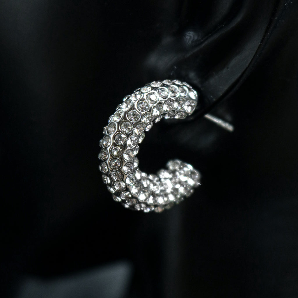 Zircon-Embellished Huggie Hoop Earrings