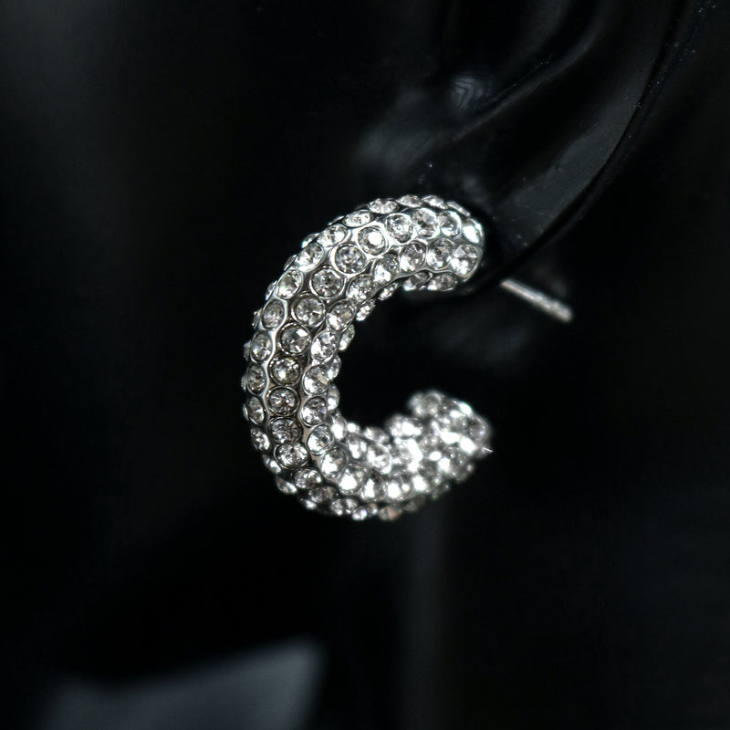 Zircon-Embellished Huggie Hoop Earrings