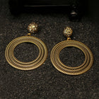 Textured Double-Circle Drop Earrings