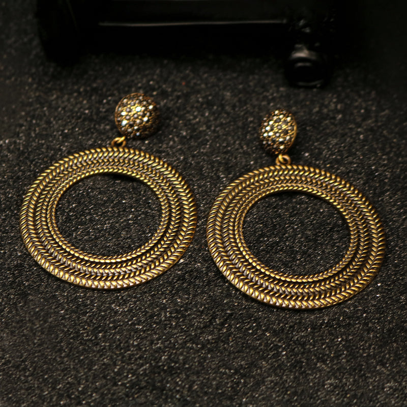 Textured Double-Circle Drop Earrings