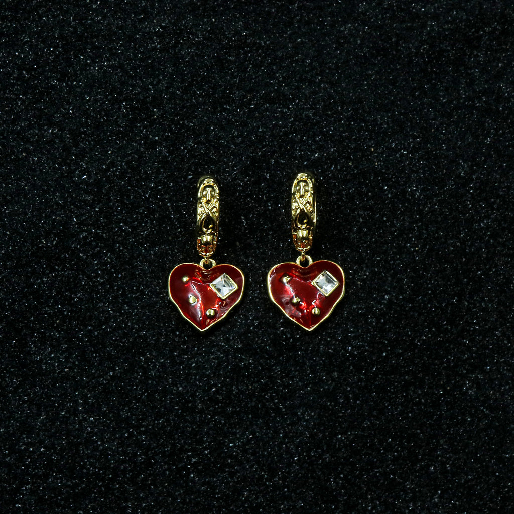 Two-Tone Skull Heart Drop Earrings