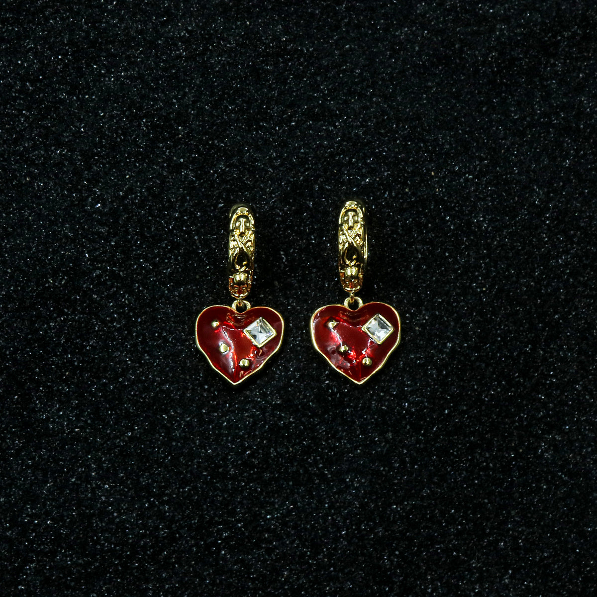 Two-Tone Skull Heart Drop Earrings