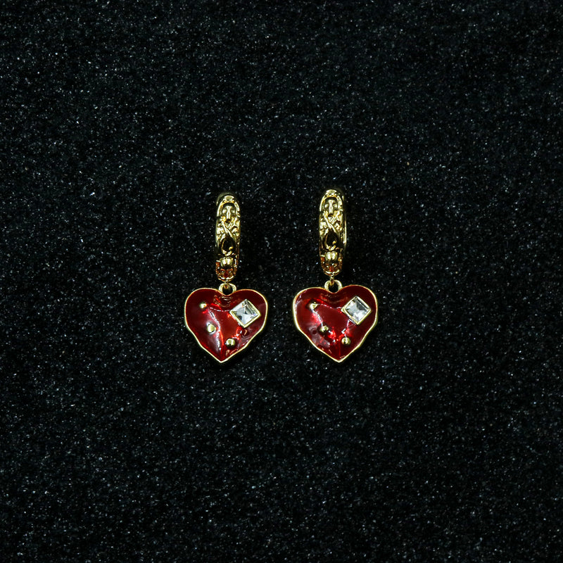 Two-Tone Skull Heart Drop Earrings