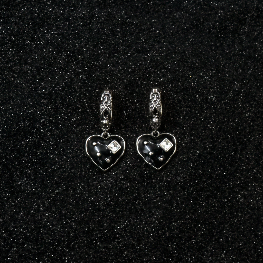 Two-Tone Skull Heart Drop Earrings