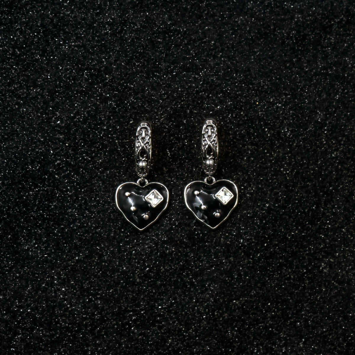 Two-Tone Skull Heart Drop Earrings