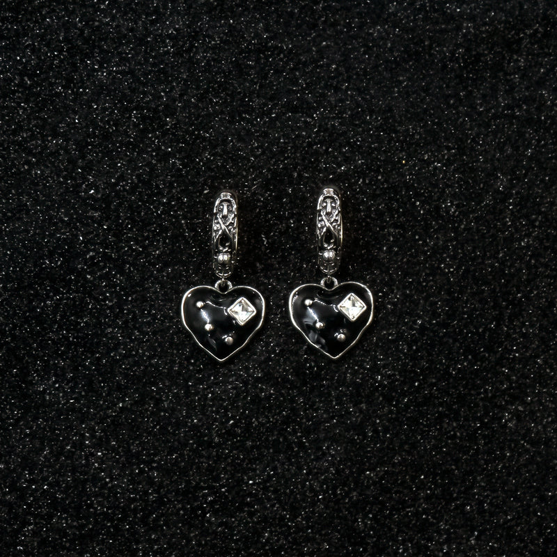 Two-Tone Skull Heart Drop Earrings