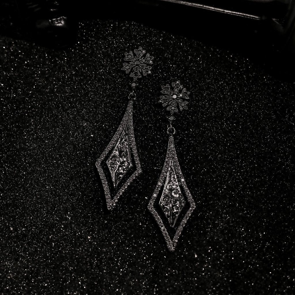 Cubic Zirconia Snowflake Filigree Drop Earrings