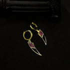 Black and Red Cubic Zirconia Dagger Drop Earrings