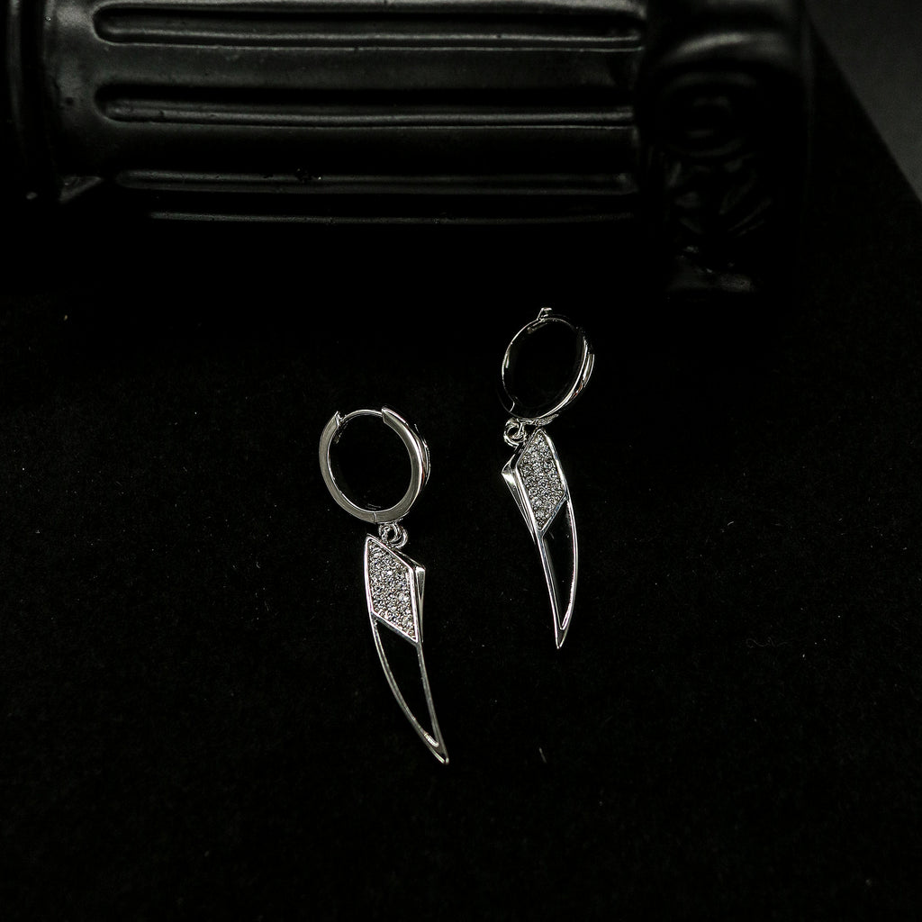 Black and Red Cubic Zirconia Dagger Drop Earrings
