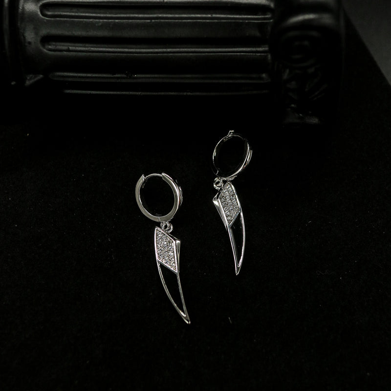 Black and Red Cubic Zirconia Dagger Drop Earrings