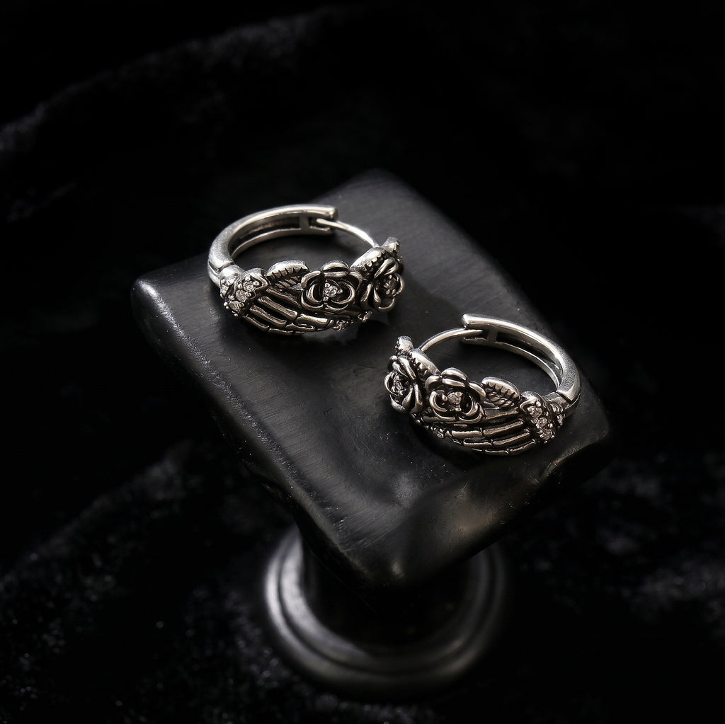 Rose Wing Zircon Hoop Earrings
