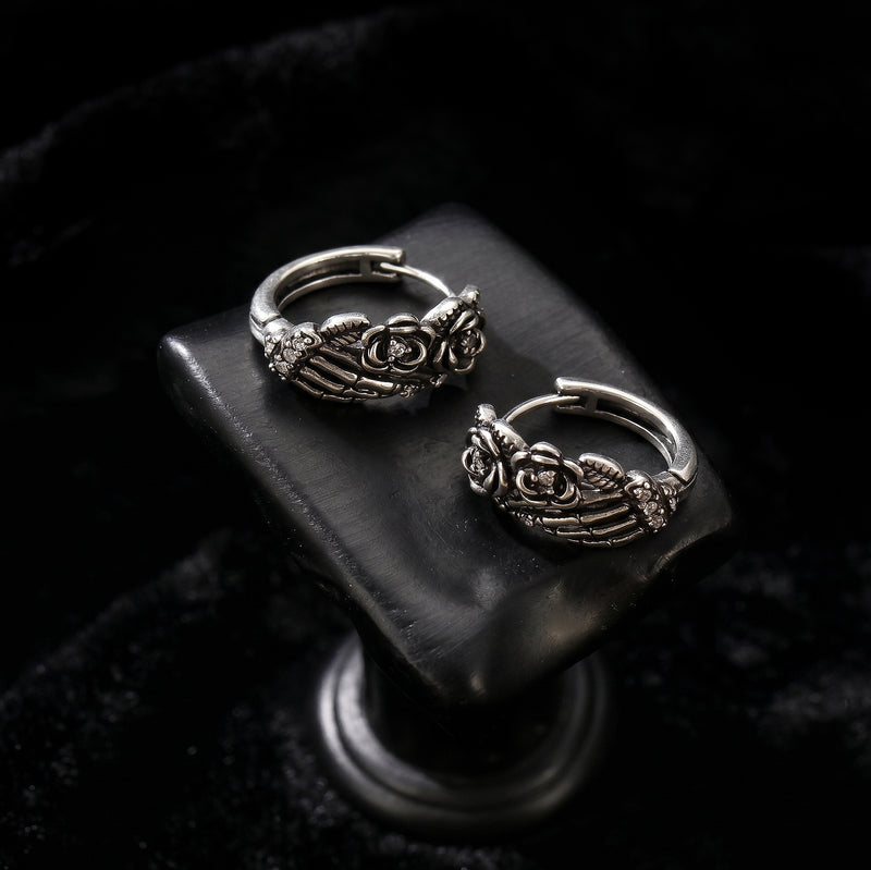 Rose Wing Zircon Hoop Earrings
