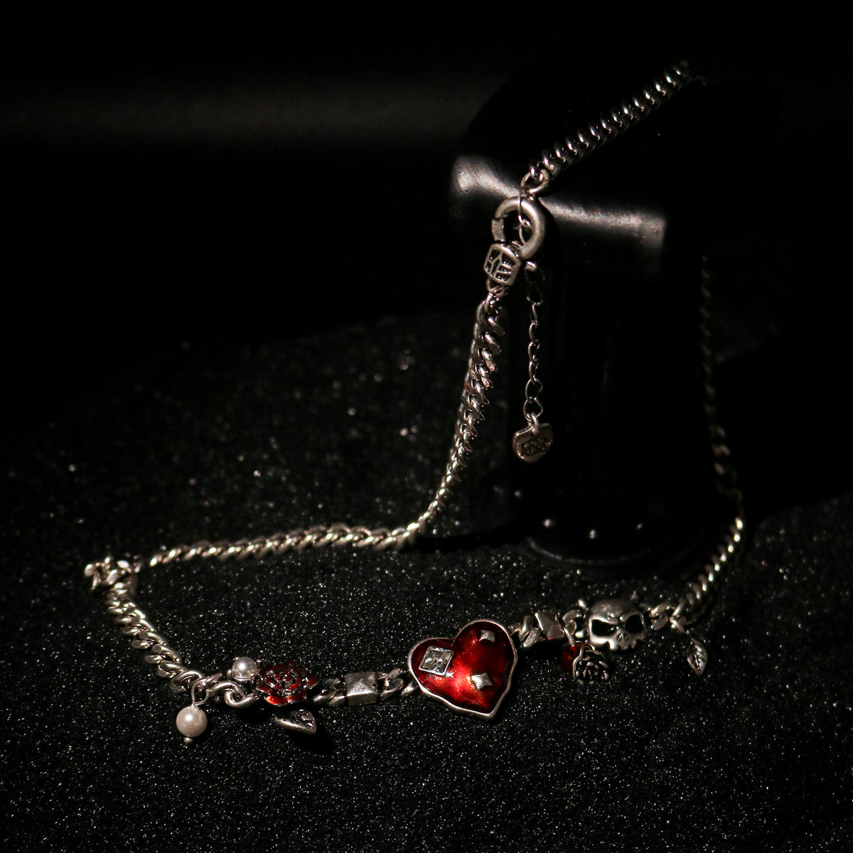 Heart Skull Charm Chain Necklace