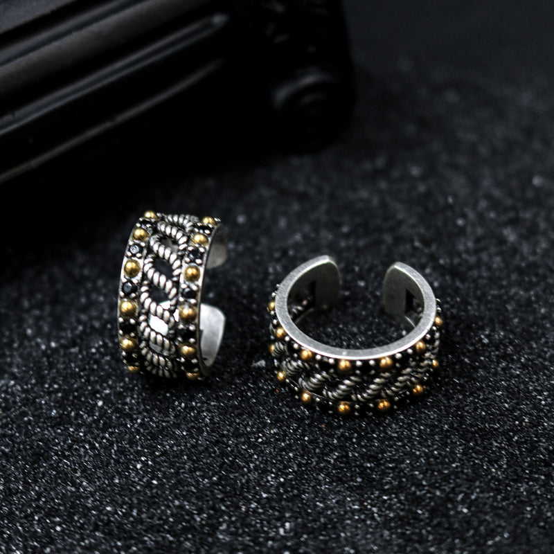 Two-Tone Rope-Detail Open Ring