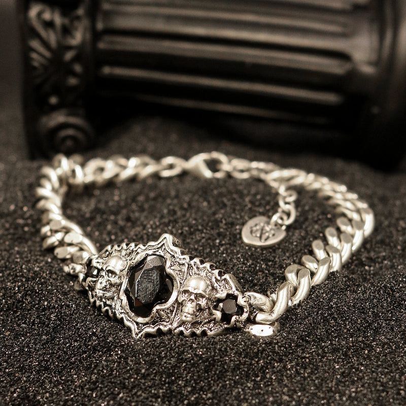 Skull Obsidian Chain Wristband